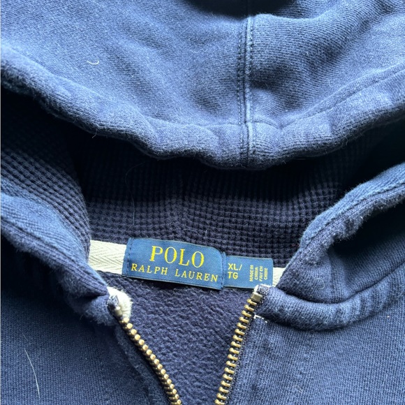 Vintage Polo Ralph Lauren Navy Blue Zip Up Hoodie - Picture 3 of 5